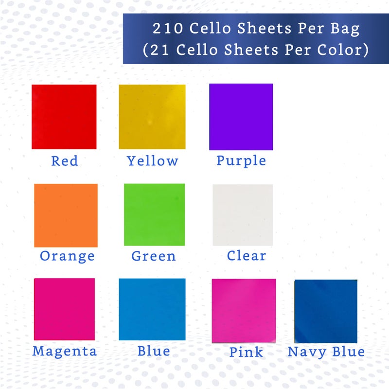 FIESTA WRAPS 210 Cellophane Sheets 8x8 in (10 Colors Assorted Value Pack) - Colored Cellophane Paper - Transparent Paper for Crafts - Cello Wrapping Sheets - Image 2
